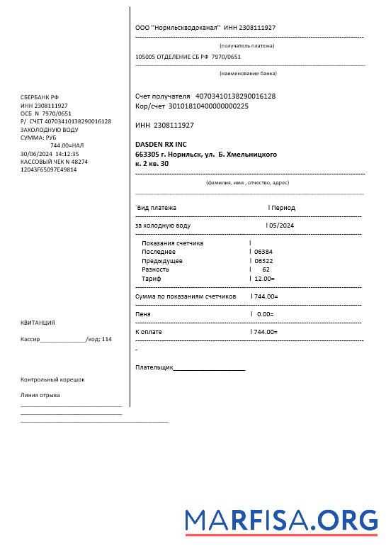 Realistic Russia water business utility bill template in Word and PDF formatս, fully editable